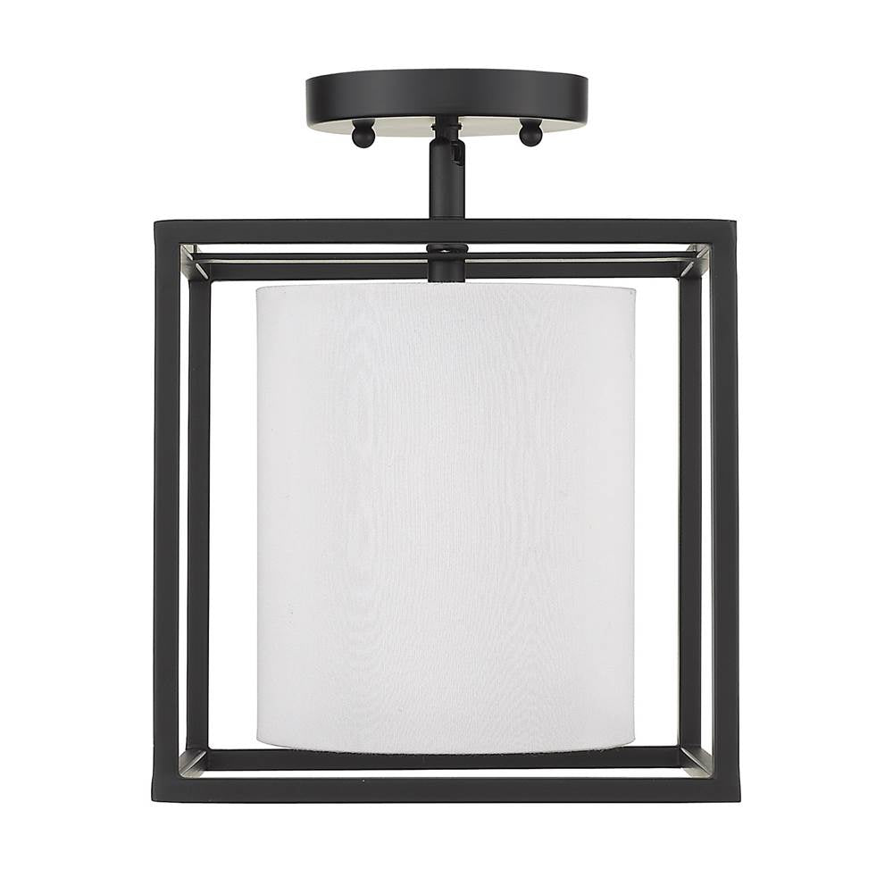 Golden Lighting 2243-1SF BLK-MWS Matte Black Golden Lighting Manhattan 1-light Semi-flush Mount In Matte Black Image 3