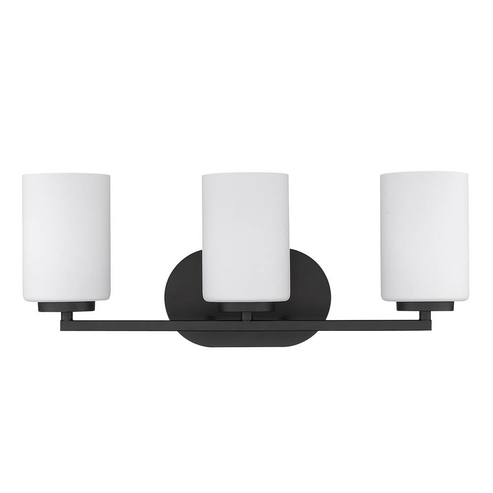 Golden Lighting 2243-BA3 BLK-OP Matte Black Golden Lighting Manhattan 3-light Vanity In Matte Black Image 4