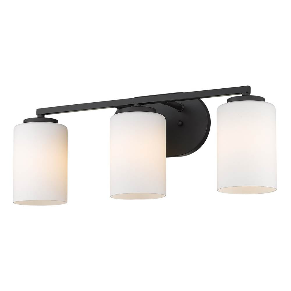 Golden Lighting 2243-BA3 BLK-OP Matte Black Golden Lighting Manhattan 3-light Vanity In Matte Black Image 2