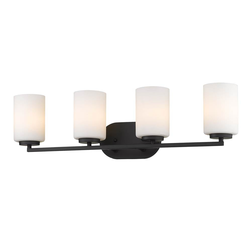 Golden Lighting 2243-BA4 BLK-OP Matte Black Golden Lighting Manhattan 4-light Vanity In Matte Black Image 1