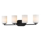 Golden Lighting 2243-BA4 BLK-OP Matte Black Golden Lighting Manhattan 4-light Vanity In Matte Black Image 3