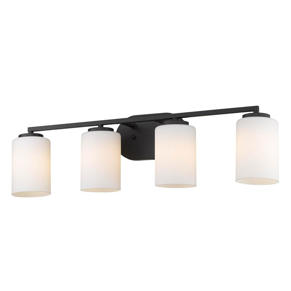 Golden Lighting 2243-BA4 BLK-OP Matte Black Golden Lighting Manhattan 4-light Vanity In Matte Black Image 2