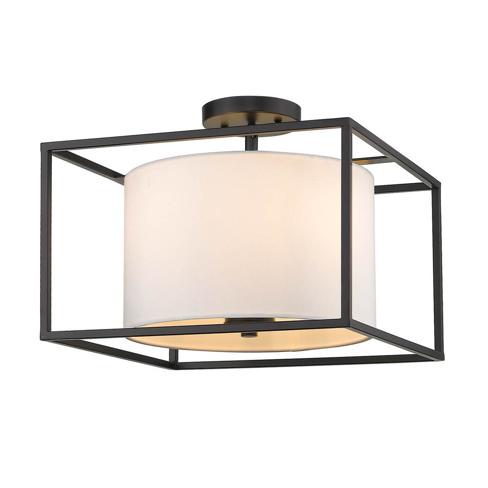 Golden Lighting 2243-SF BLK-MWS Matte Black Golden Lighting Manhattan 3-light Semi-flush Mount In Matte Black Image 1