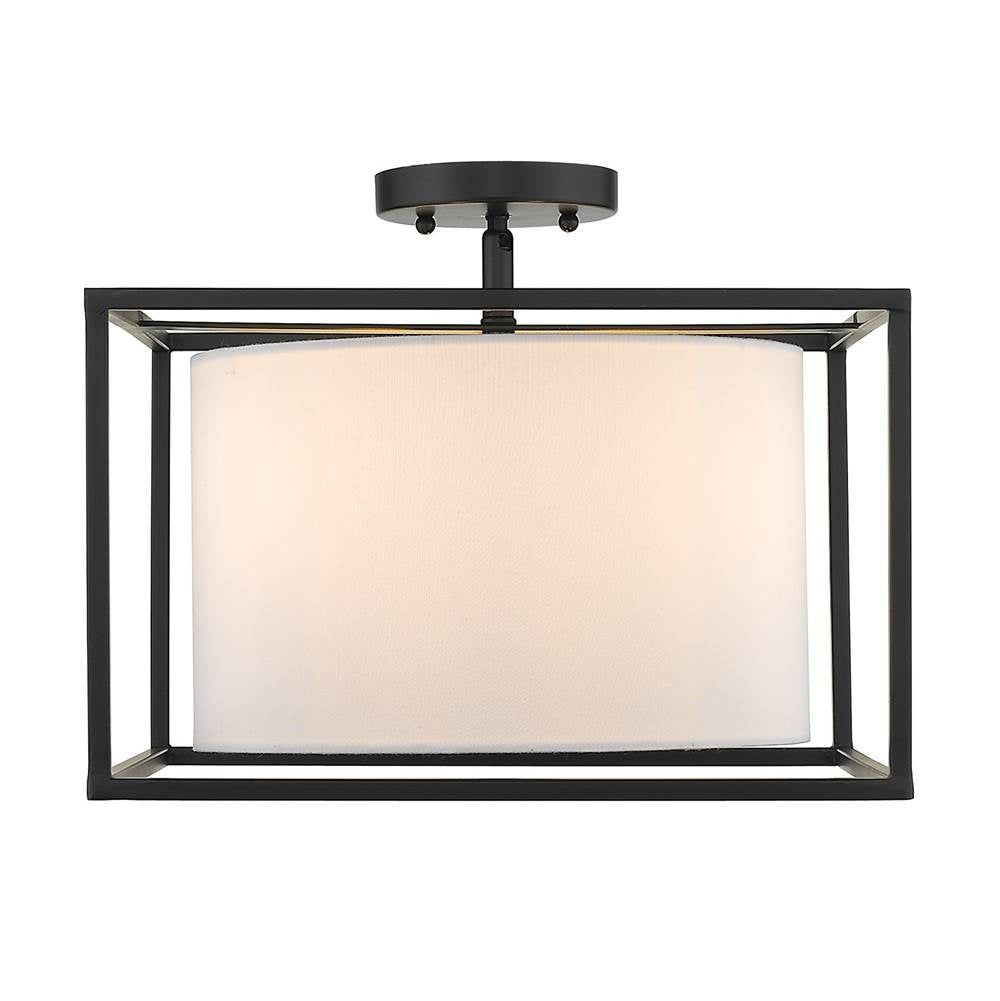 Golden Lighting Manhattan Golden Lighting Manhattan 3-light Semi-flush Mount In Matte Black