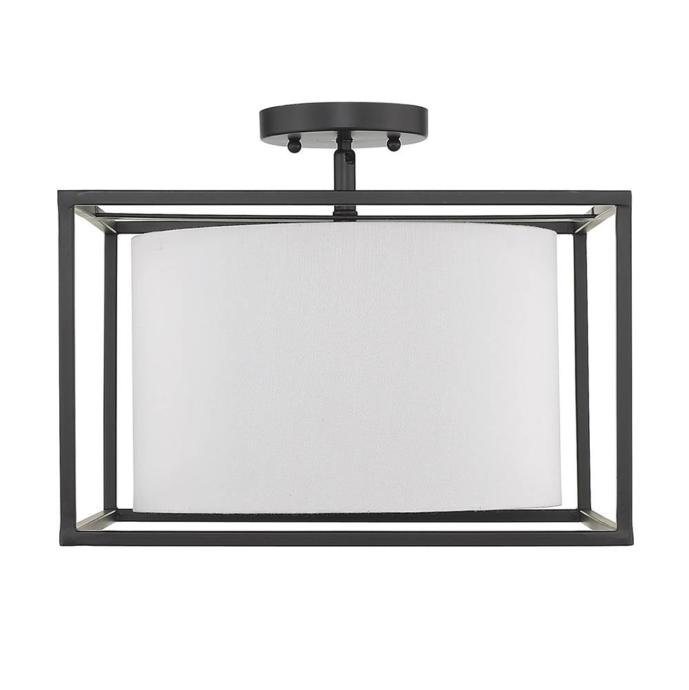 Golden Lighting 2243-SF BLK-MWS Matte Black Golden Lighting Manhattan 3-light Semi-flush Mount In Matte Black Image 4
