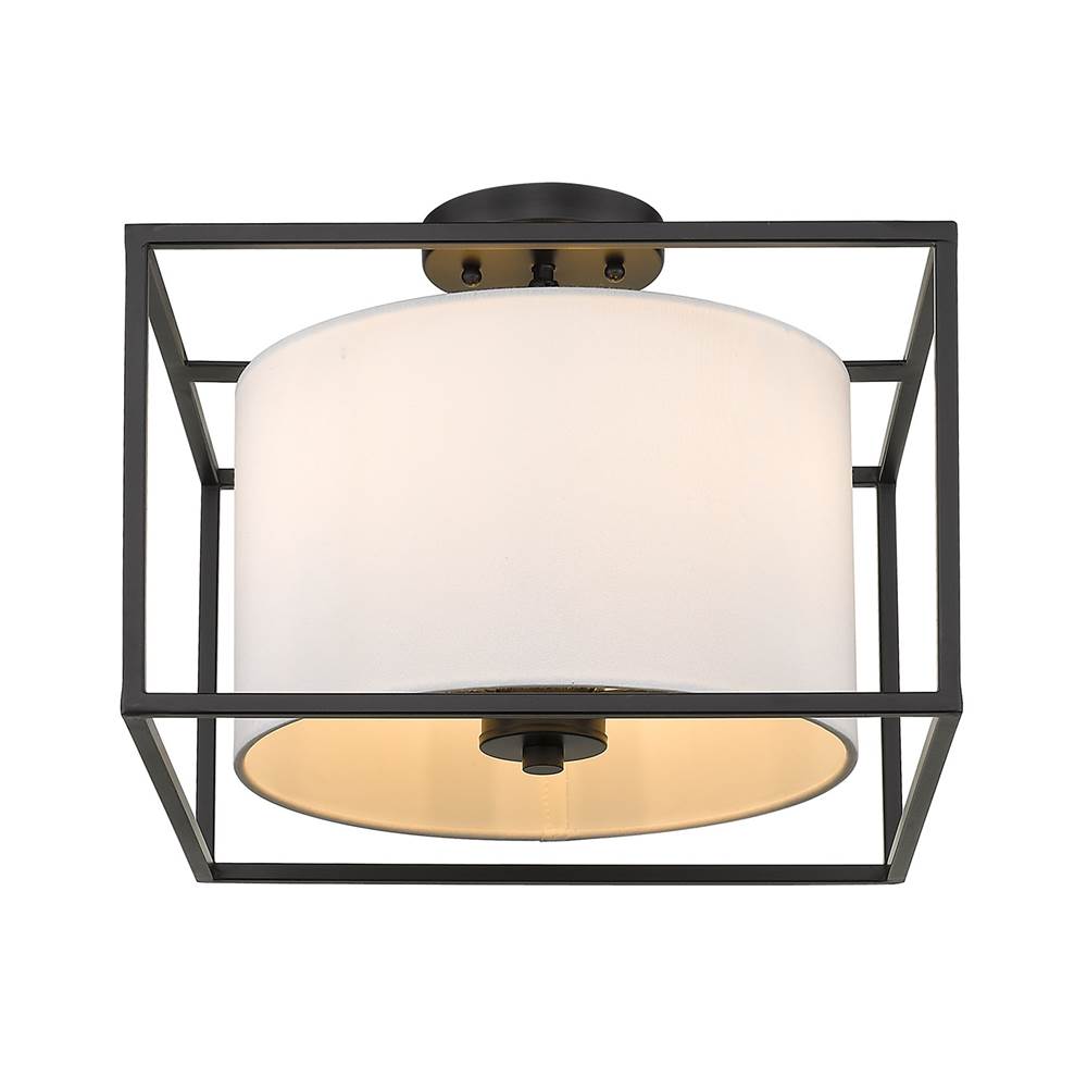 Golden Lighting 2243-SF BLK-MWS Matte Black Golden Lighting Manhattan 3-light Semi-flush Mount In Matte Black Image 3