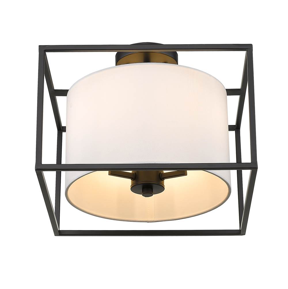 Golden Lighting 2243-SF BLK-MWS Matte Black Golden Lighting Manhattan 3-light Semi-flush Mount In Matte Black Image 2