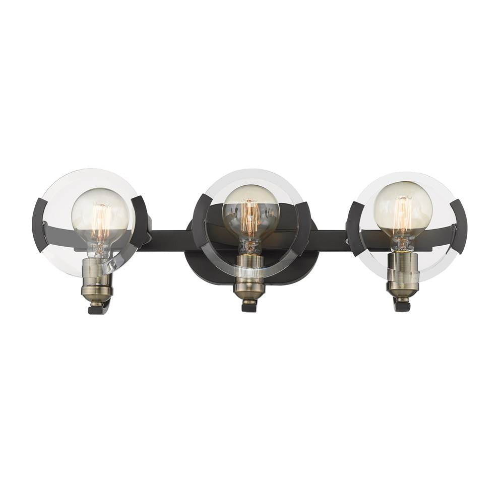 Golden Lighting 2635-BA3 BLK-AB Matte Black Wry Lighting Amari 3-light Vanity In Matte Black Image 1