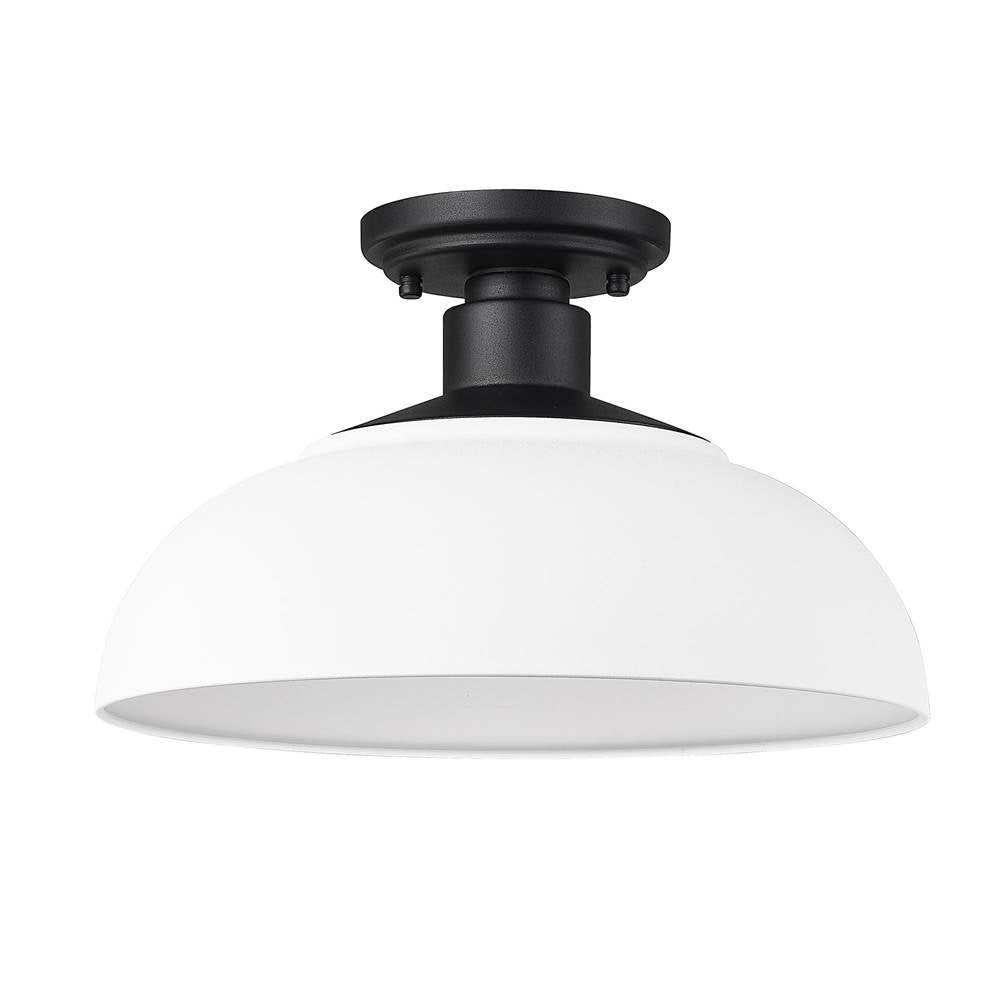 Golden Lighting 2866-OSF NB-NWT Natural Black Yep By Golden Lighting Levitt 1-light Outdoor Ceiling In Natural Black And Natural White Shade Image 1