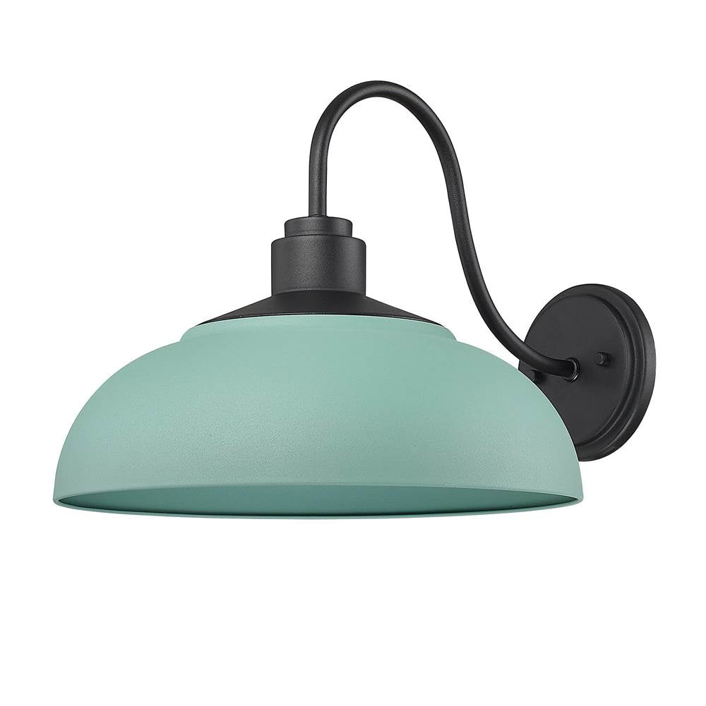 Golden Lighting 2866-OWL NB-NT Natural Black Yep By Golden Lighting Levitt 1-light Outdoor Wall In Natural Black And Natural Teal Shade Image 1