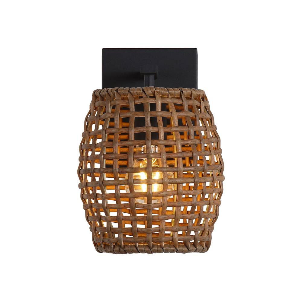 Golden Lighting 3000-1W NB-MAW Natural Black Wry Lighting Weavelight 1-light Wall Sconce In Natural Black Image 1