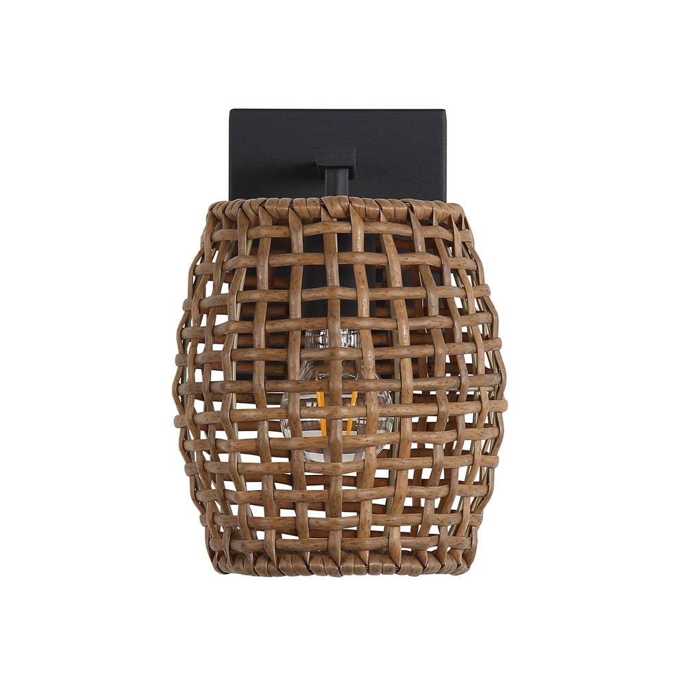 Golden Lighting Weavelight Wry Lighting Weavelight 1-light Wall Sconce In Natural Black