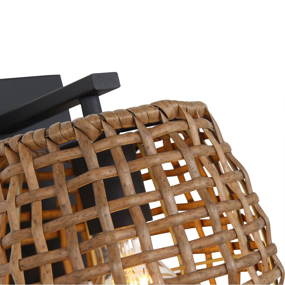 Golden Lighting 3000-1W NB-MAW Natural Black Wry Lighting Weavelight 1-light Wall Sconce In Natural Black Image 3