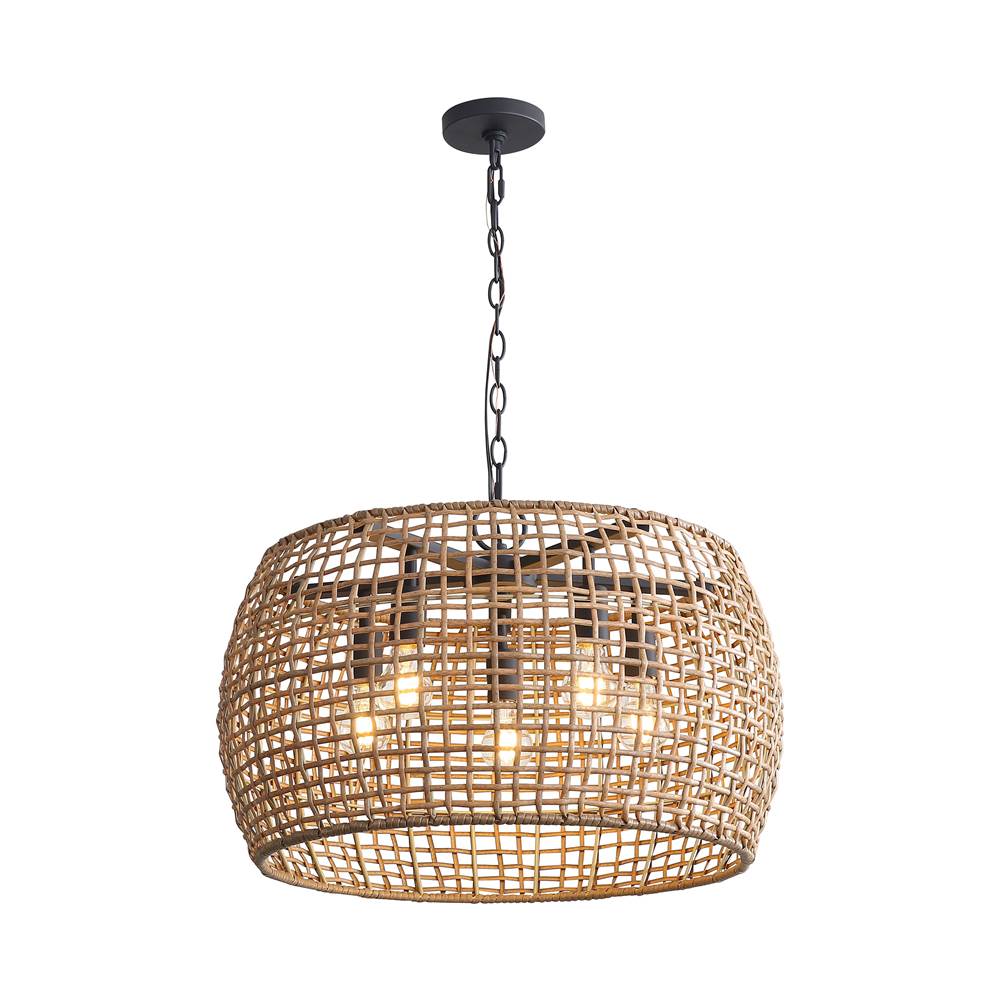 Golden Lighting 3000-5P NB-MAW Natural Black Wry Lighting Weavelight 5-light Pendant In Natural Black Image 5