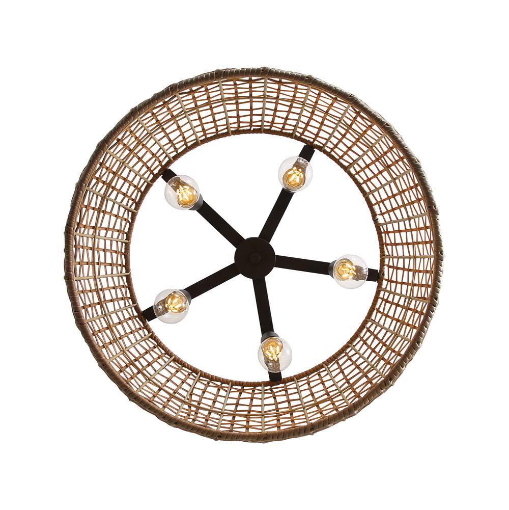Golden Lighting 3000-5P NB-MAW Natural Black Wry Lighting Weavelight 5-light Pendant In Natural Black Image 6
