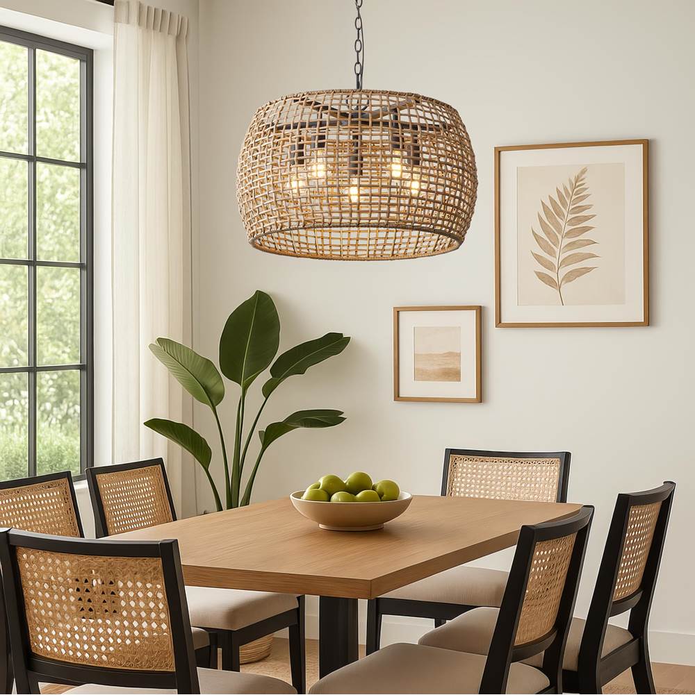 Golden Lighting 3000-5P NB-MAW Natural Black Wry Lighting Weavelight 5-light Pendant In Natural Black Image 3