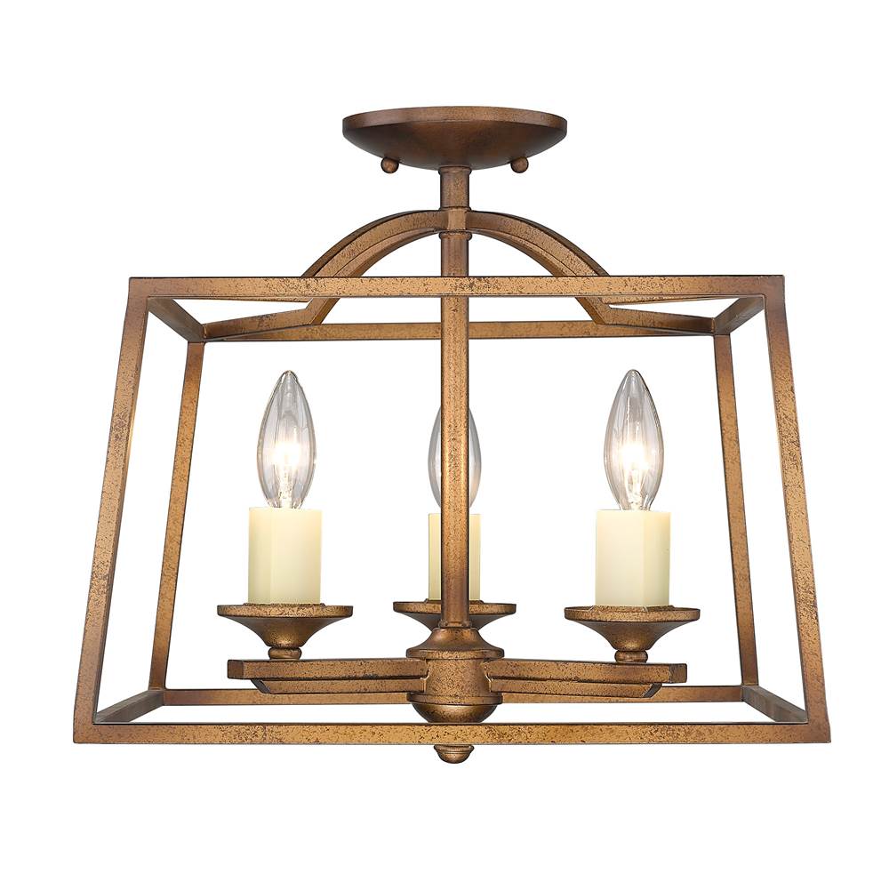 Golden Lighting Athena Golden Lighting Athena 3-light Semi-flush Mount In Grecian Gold