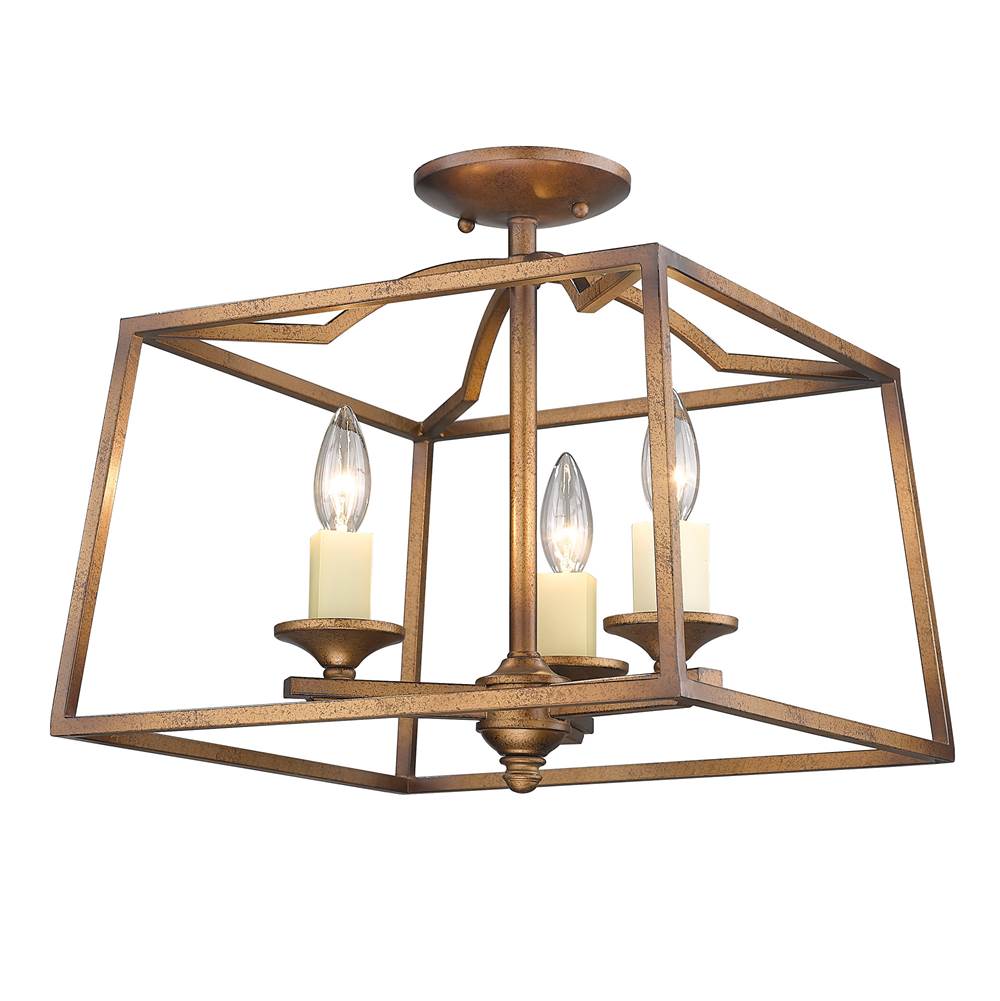 Golden Lighting 3072-SF GG Grecian Gold Golden Lighting Athena 3-light Semi-flush Mount In Grecian Gold Image 1