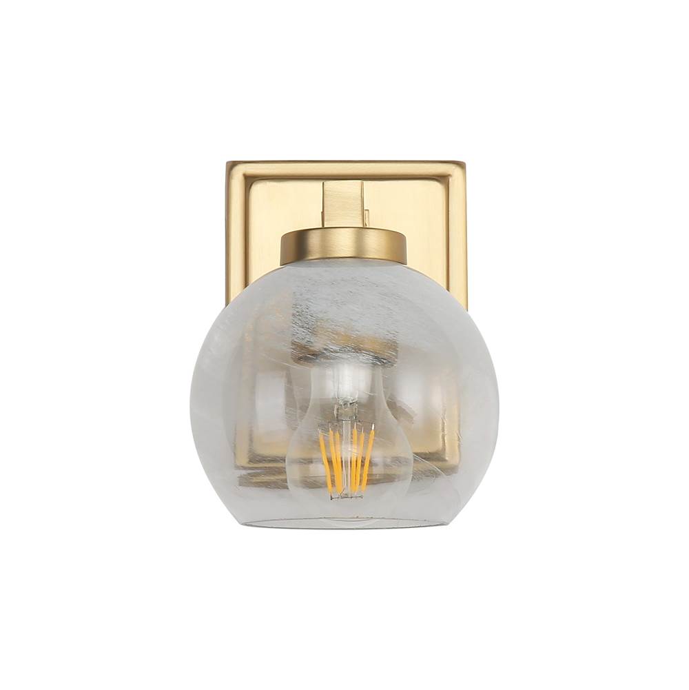 Golden Lighting 3094-BA1 BCB-ALA Brushed Champagne Brass Yep By Golden Lighting Elliott 1-light Vanity In Brushed Champagne Brass And Clear Alabaster Glass Image 1