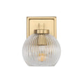 Golden Lighting 3094-BA1 BCB-RIB Brushed Champagne Brass Yep By Golden Lighting Elliott 1-light Vanity In Brushed Champagne Brass And Clear Ribbed Glass Image 1