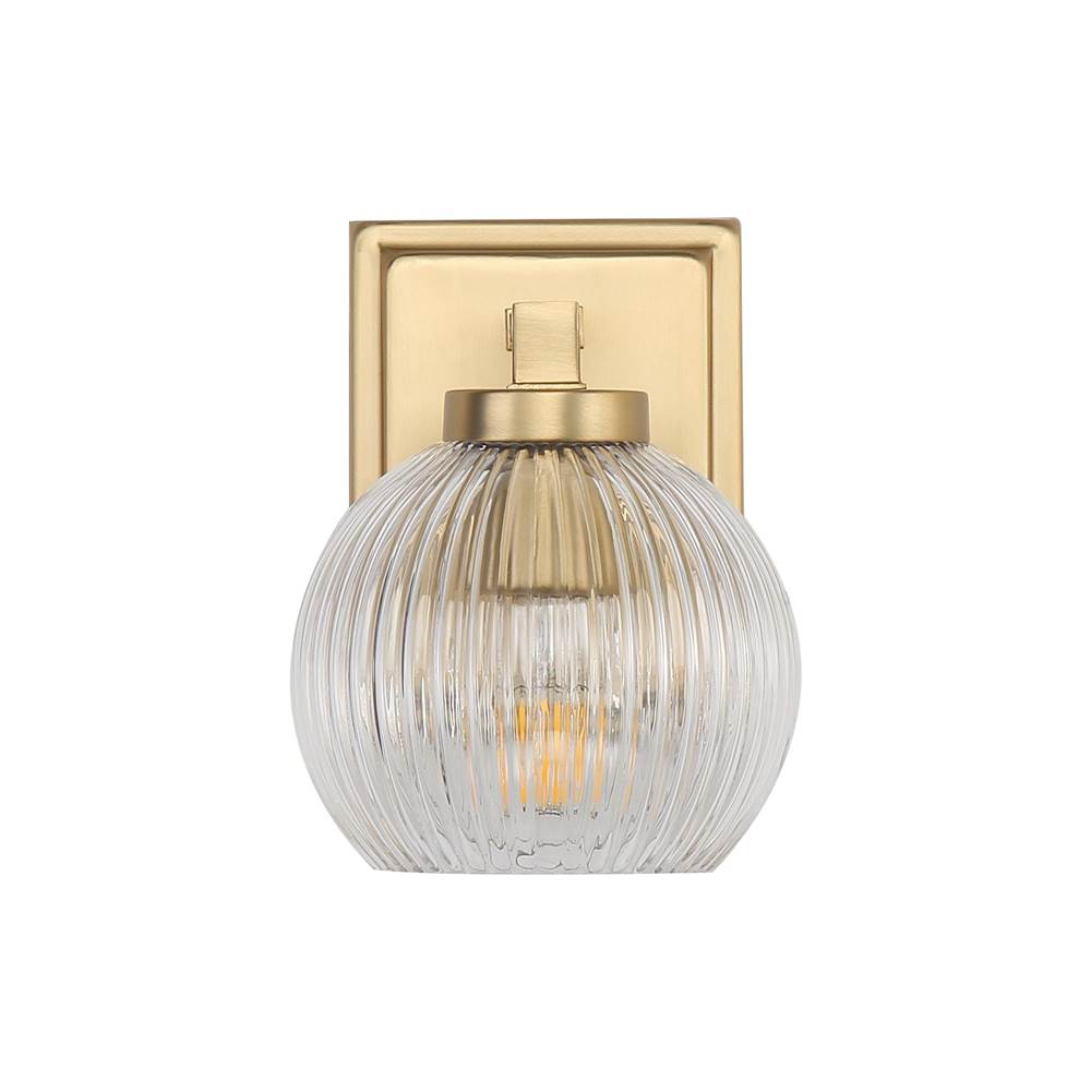 Golden Lighting 3094-BA1 BCB-RIB Brushed Champagne Brass Yep By Golden Lighting Elliott 1-light Vanity In Brushed Champagne Brass And Clear Ribbed Glass Image 1