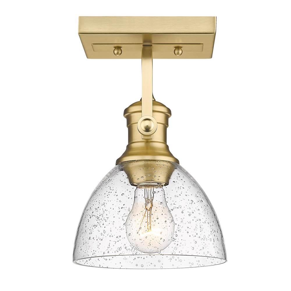 Golden Lighting Hines Yep By Golden Lighting Hines 1-light Semi-flush Mount In Brushed Champagne Brass
