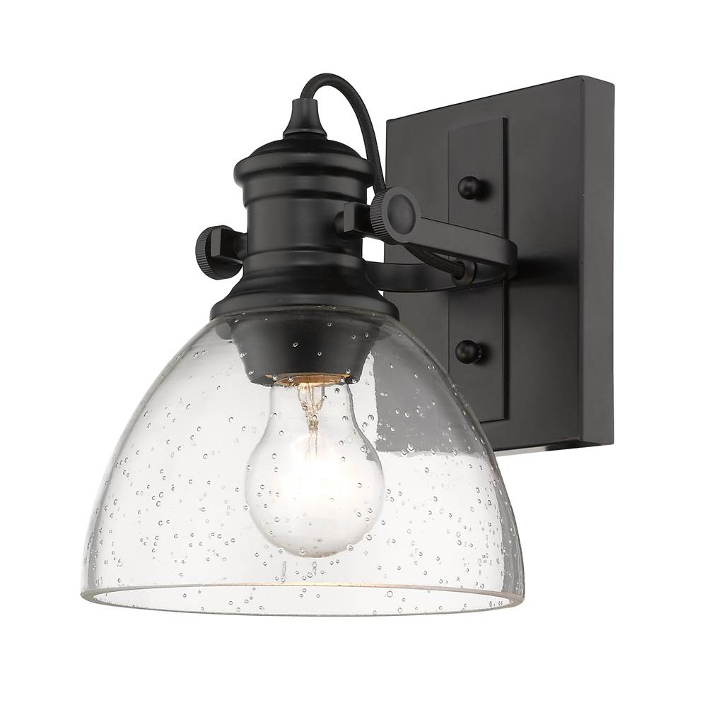 Golden Lighting 3118-1SF BLK-SD Matte Black Yep By Golden Lighting Hines 1-light Adjustable Semi-flush Mount In Matte Black And Seeded Glass Image 2