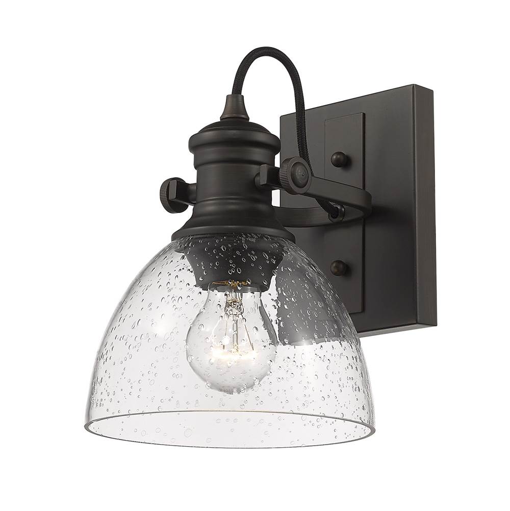 Golden Lighting 3118-1SF RBZ-SD Rubbed Bronze Yep By Golden Lighting Hines 1-light Adjustable Semi-flush Mount In Rubbed Bronze And Seeded Glass Image 2