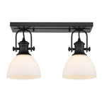 Golden Lighting 3118-2SF BLK-OP Matte Black Yep By Golden Lighting Hines 2-light Semi-flush Mount In Matte Black And Opal Glass Image 1