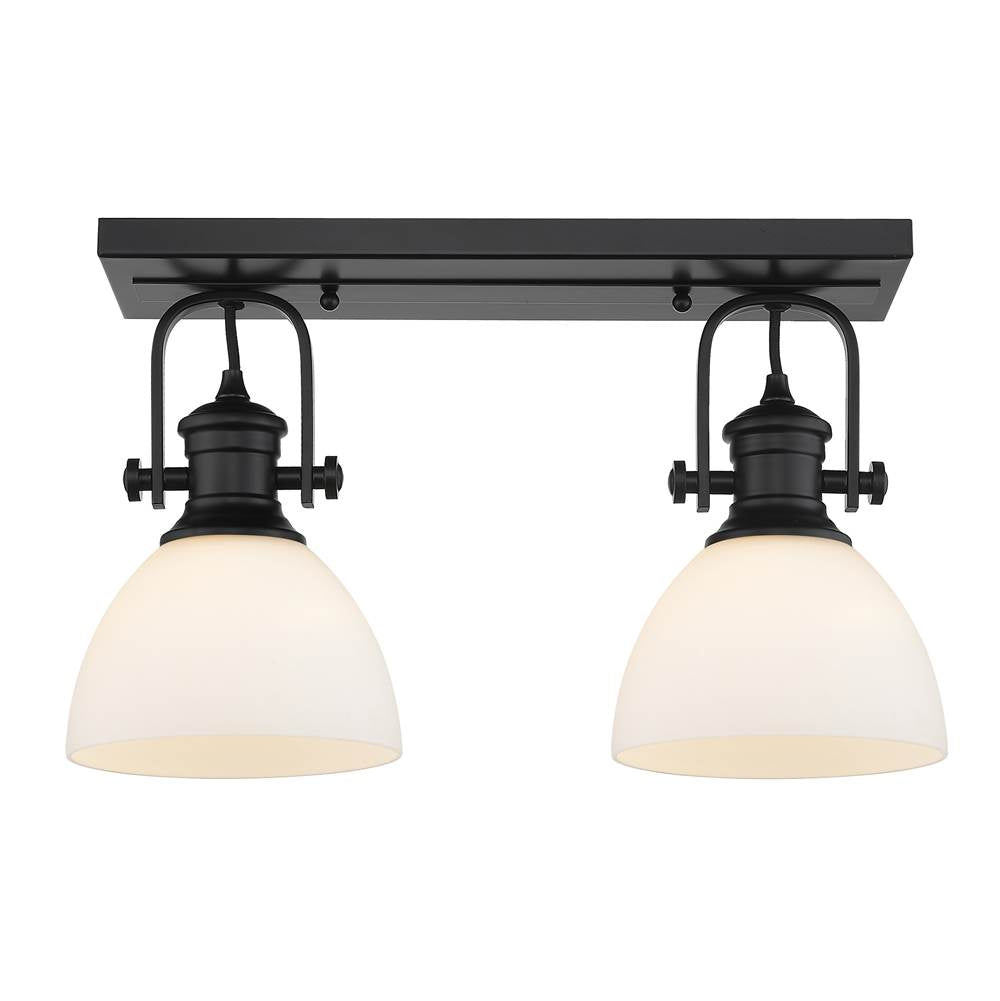 Golden Lighting 3118-2SF BLK-OP Matte Black Yep By Golden Lighting Hines 2-light Semi-flush Mount In Matte Black And Opal Glass Image 1