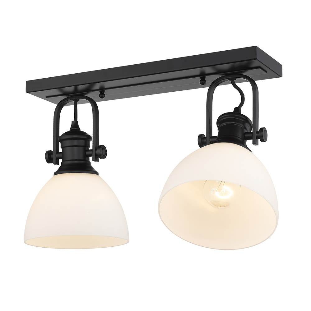Golden Lighting Hines Yep By Golden Lighting Hines 2-light Semi-flush Mount In Matte Black And Opal Glass