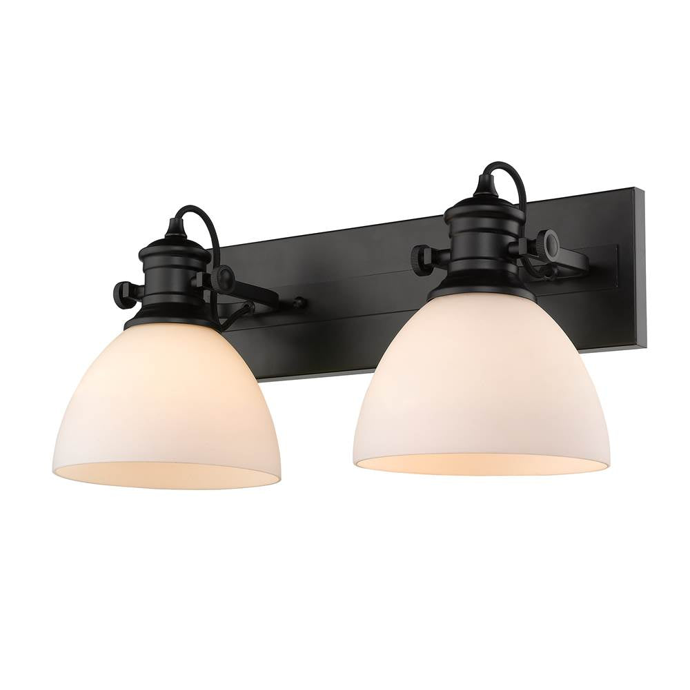 Golden Lighting 3118-2SF BLK-OP Matte Black Yep By Golden Lighting Hines 2-light Semi-flush Mount In Matte Black And Opal Glass Image 2