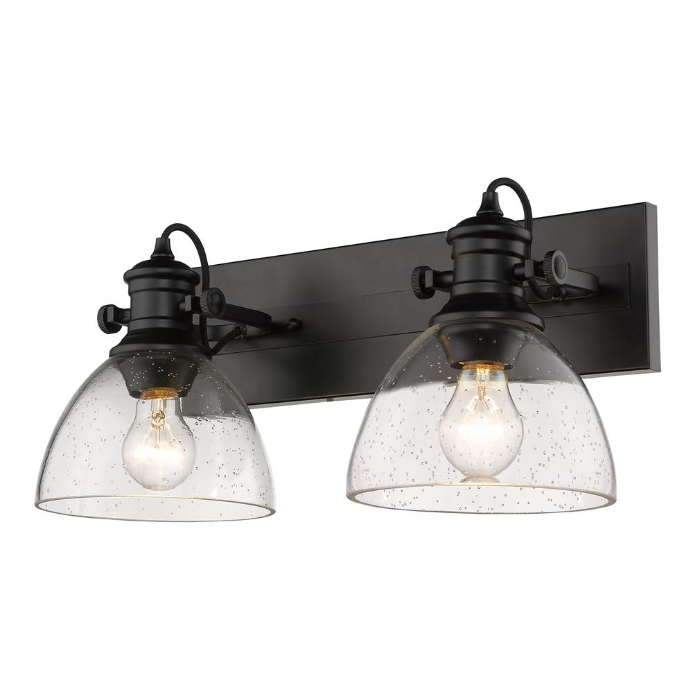 Golden Lighting 3118-2SF BLK-SD Matte Black Yep By Golden Lighting Hines 2-light Semi-flush Mount In Matte Black And Seeded Glass Image 2