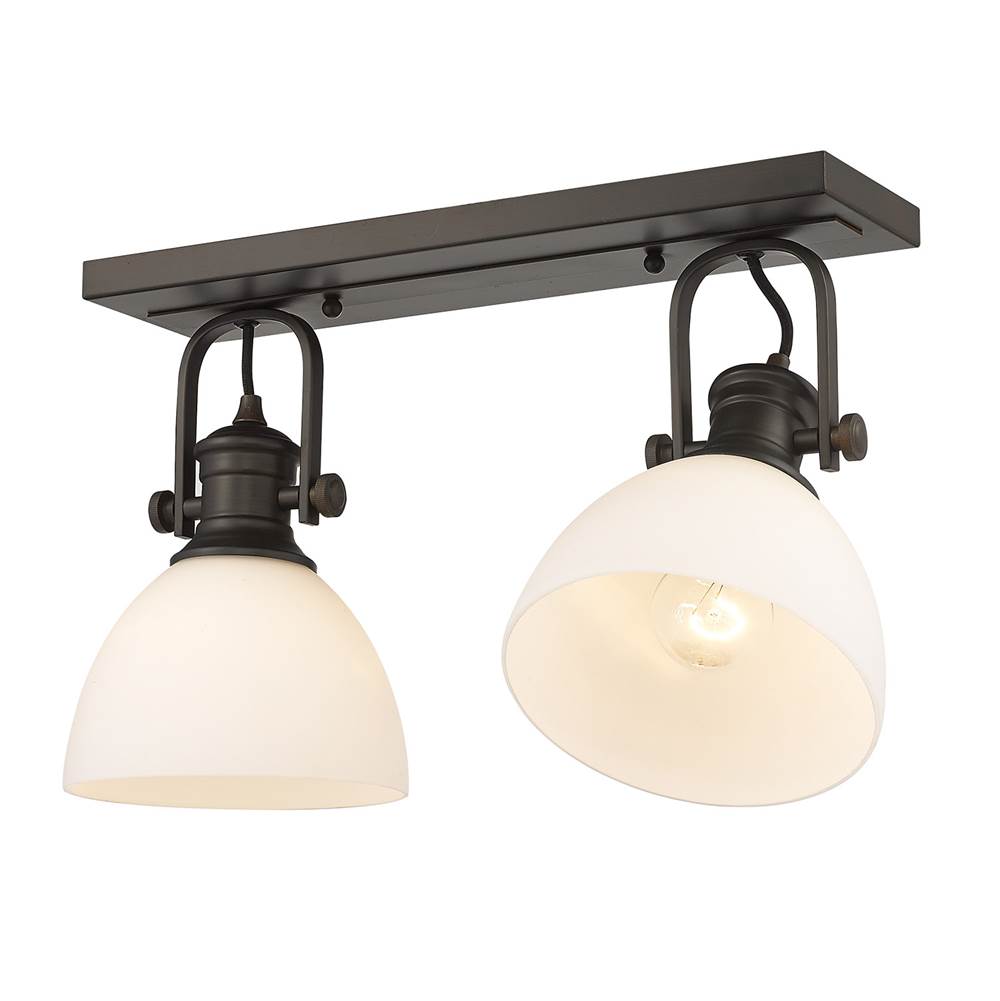 Golden Lighting Hines Yep By Golden Lighting Hines 2-light Semi-flush Mount In Matte Black And Opal Glass