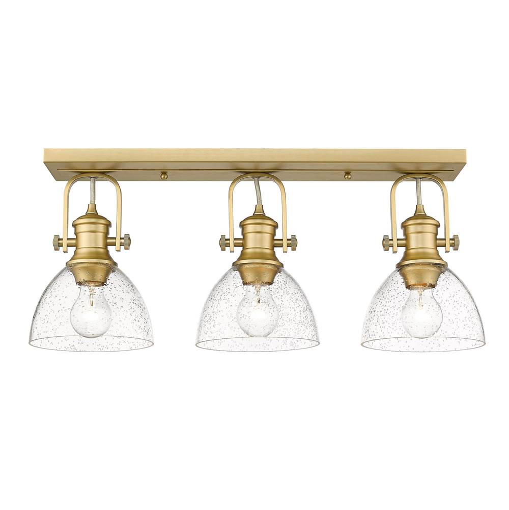 Golden Lighting 3118-3SF BCB-SD Brushed Champagne Brass Yep By Golden Lighting Hines 3-light Semi-flush Mount In Brushed Champagne Brass Image 1