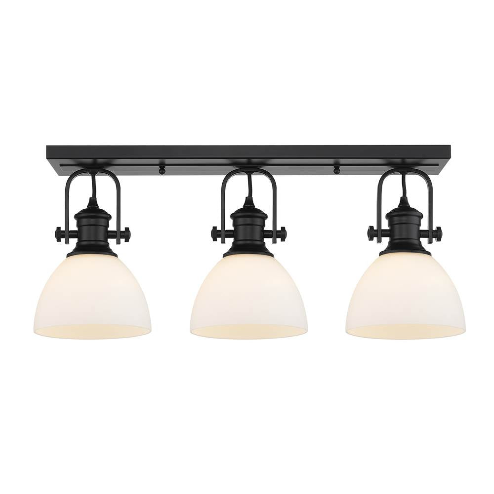 Golden Lighting 3118-3SF BLK-OP Matte Black Yep By Golden Lighting Hines 3-light Semi-flush Mount In Matte Black And Opal Glass Image 1