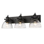 Golden Lighting 3118-3SF BLK-SD Matte Black Yep By Golden Lighting Hines 3-light Semi-flush Mount In Matte Black And Seeded Glass Image 2