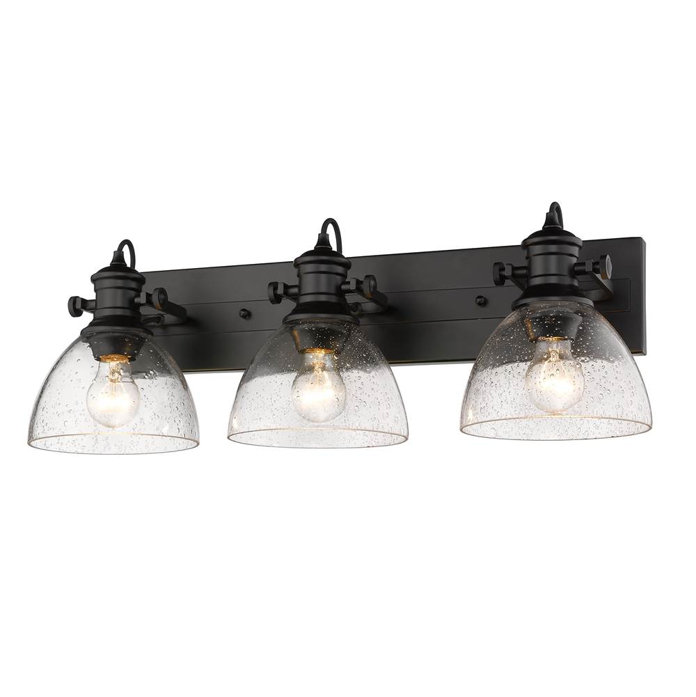 Golden Lighting 3118-3SF BLK-SD Matte Black Yep By Golden Lighting Hines 3-light Semi-flush Mount In Matte Black And Seeded Glass Image 2