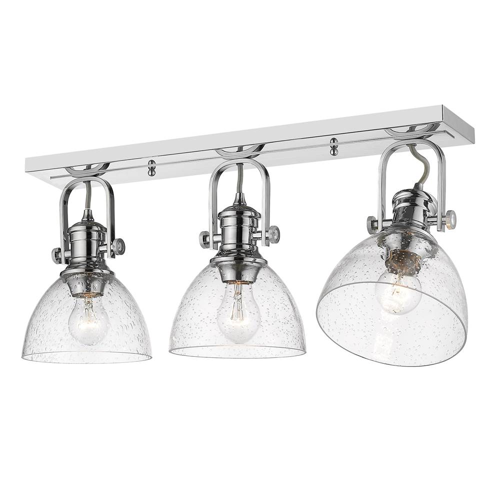Golden Lighting Hines Yep By Golden Lighting Hines 3-light Semi-flush Mount In Brushed Champagne Brass