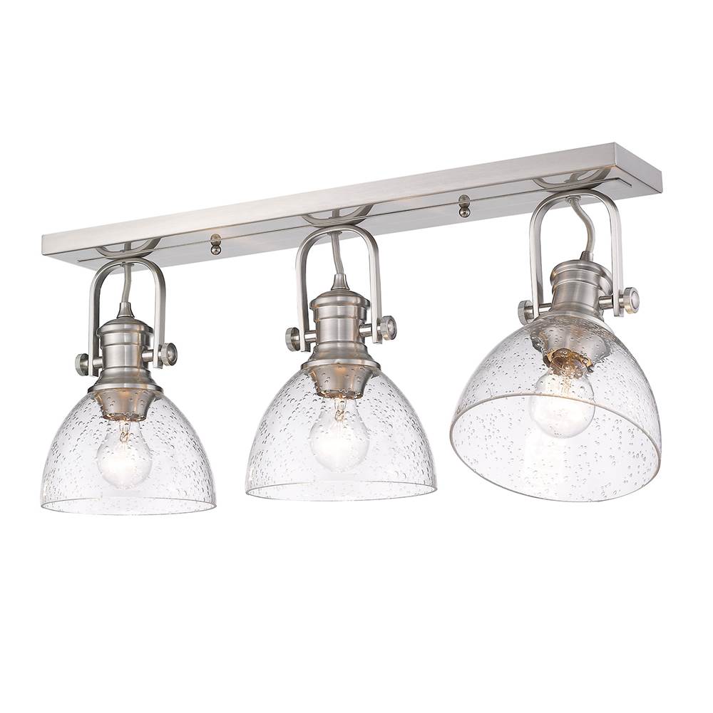 Golden Lighting Hines Yep By Golden Lighting Hines 3-light Semi-flush Mount In Brushed Champagne Brass