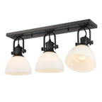 Golden Lighting Hines Yep By Golden Lighting Hines 3-light Semi-flush Mount In Matte Black And Opal Glass