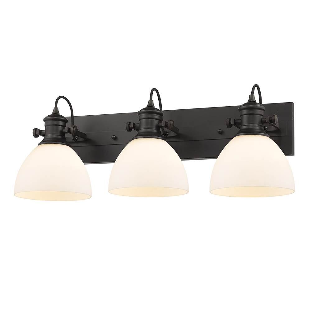 Golden Lighting 3118-3SF RBZ-OP Rubbed Bronze Yep By Golden Lighting Hines 3-light Semi-flush Mount In Rubbed Bronze And Opal Glass Image 3