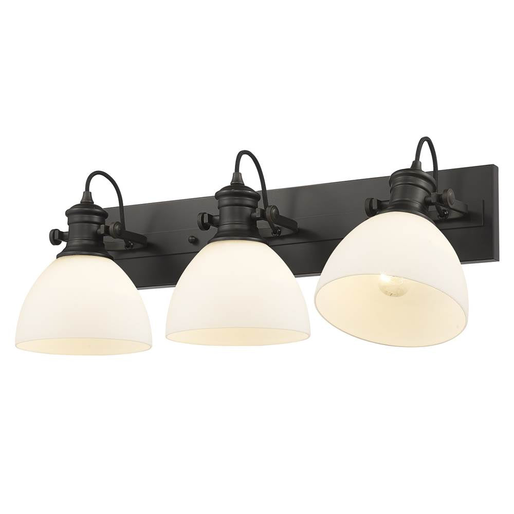 Golden Lighting 3118-3SF RBZ-OP Rubbed Bronze Yep By Golden Lighting Hines 3-light Semi-flush Mount In Rubbed Bronze And Opal Glass Image 2