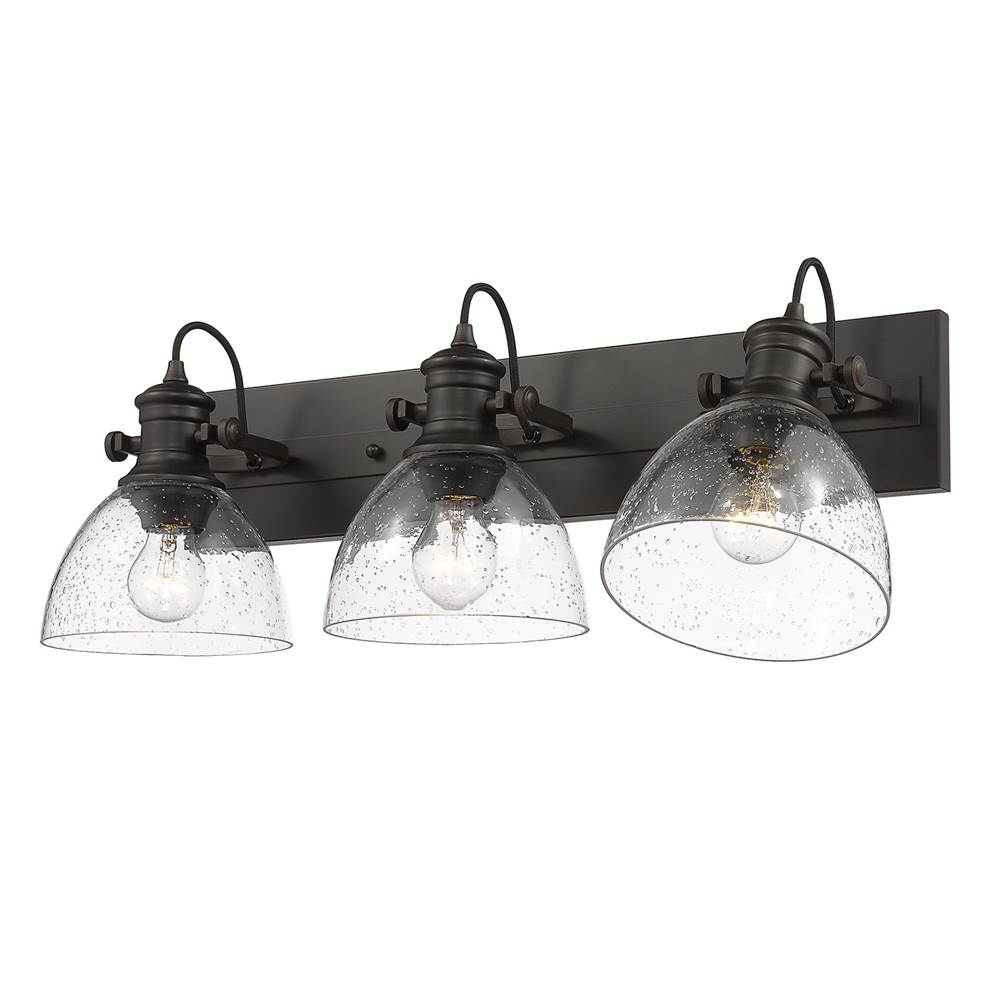 Golden Lighting 3118-3SF RBZ-SD Rubbed Bronze Yep By Golden Lighting Hines 3-light Semi-flush Mount In Rubbed Bronze And Seeded Glass Image 2