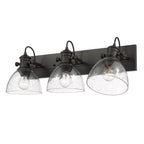 Golden Lighting 3118-3SF RBZ-SD Rubbed Bronze Yep By Golden Lighting Hines 3-light Semi-flush Mount In Rubbed Bronze And Seeded Glass Image 2