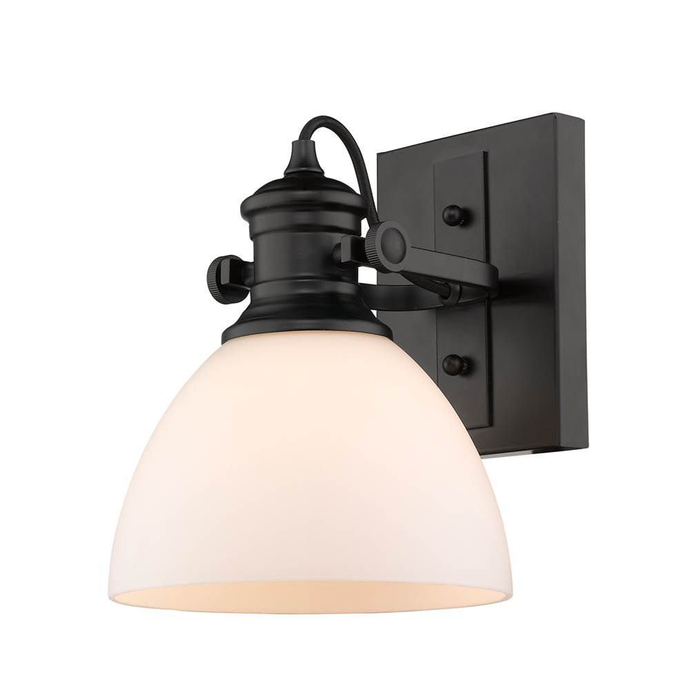Golden Lighting Hines Yep By Golden Lighting Hines 1-light Vanity In Matte Black And Opal Glass