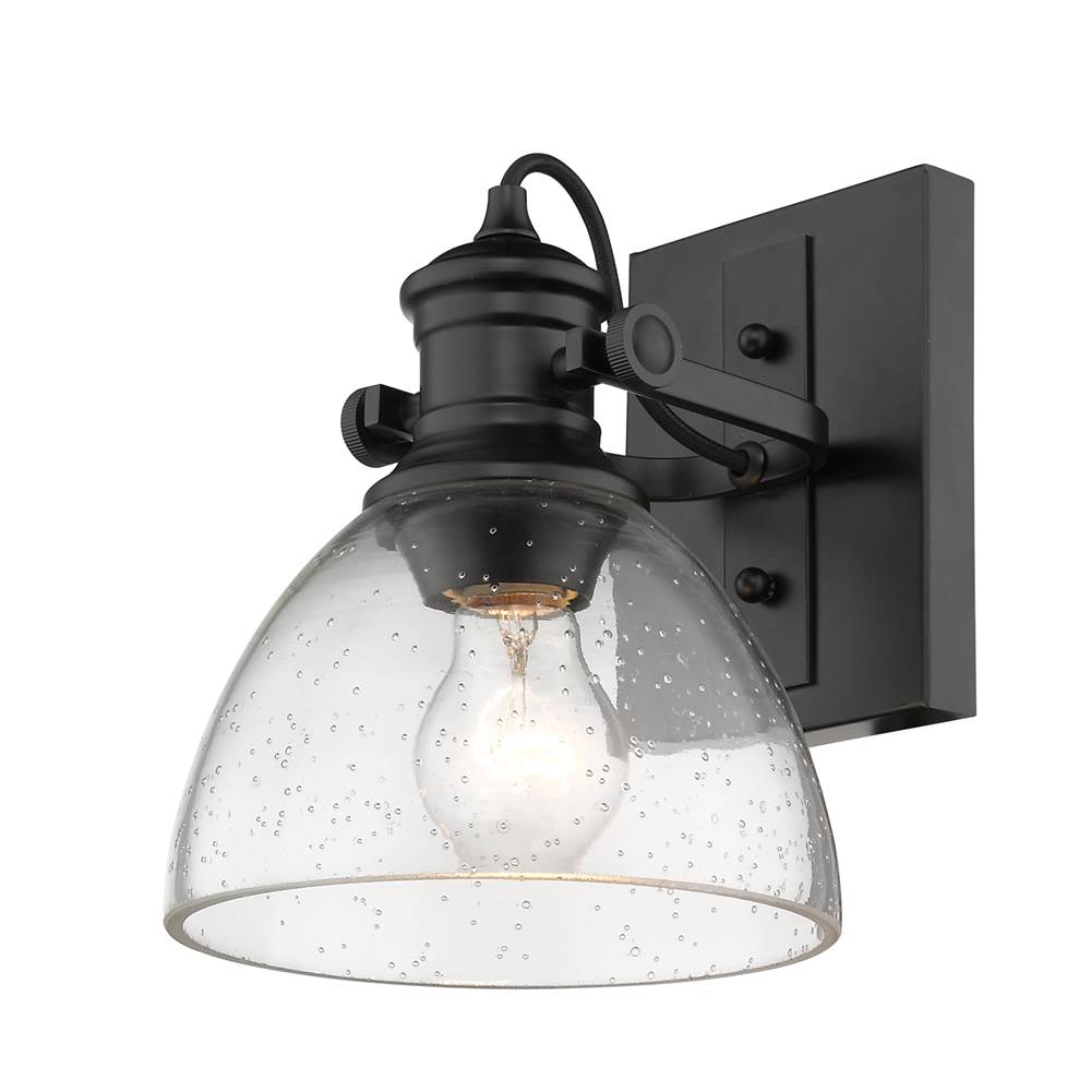 Golden Lighting 3118-BA1 BLK-SD Matte Black Yep By Golden Lighting Hines 1-light Vanity In Matte Black And Seeded Glass Image 3