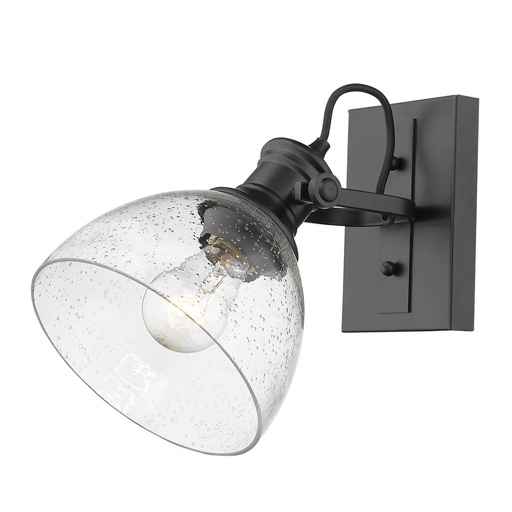 Golden Lighting 3118-BA1 BLK-SD Matte Black Yep By Golden Lighting Hines 1-light Vanity In Matte Black And Seeded Glass Image 2