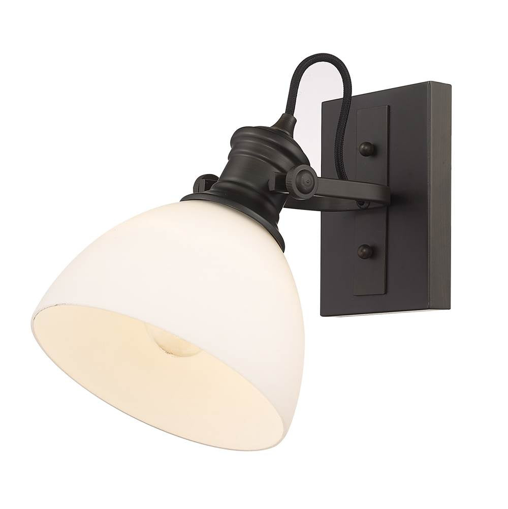 Golden Lighting Hines Yep By Golden Lighting Hines 1-light Vanity In Matte Black And Opal Glass