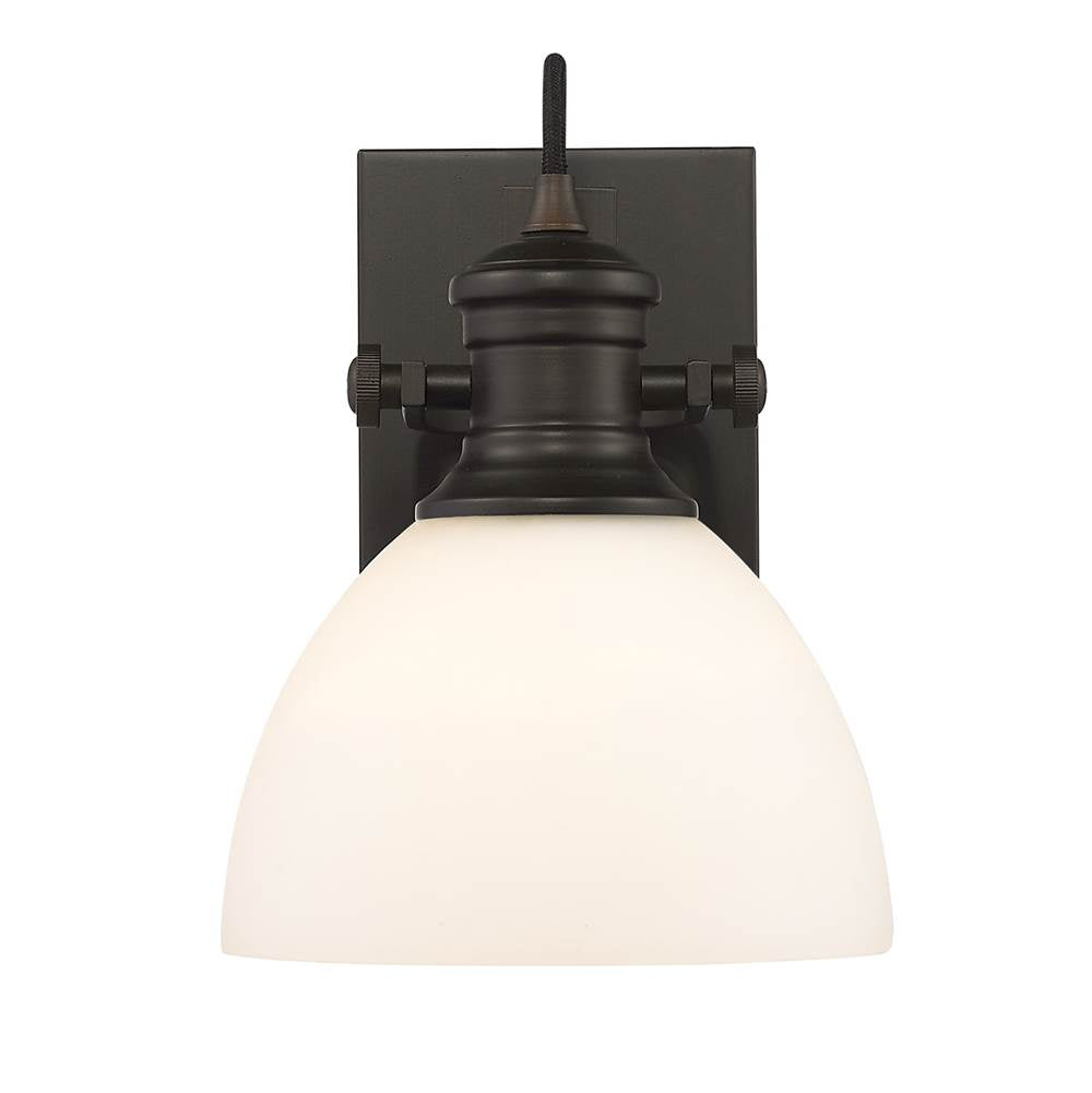 Golden Lighting 3118-BA1 RBZ-OP Rubbed Bronze Yep By Golden Lighting Hines 1-light Vanity In Rubbed Bronze And Opal Glass Image 3